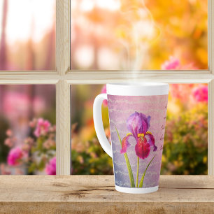 Vintage Botanical Iris Flower Violet Tones Latte Mug