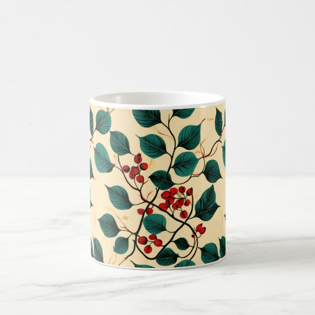 Vintage Botanical Leaf Pattern Mug Desig (Centre)