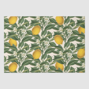 Vintage Botanical Lemon Fruit Blossom Pattern  Tissue Paper