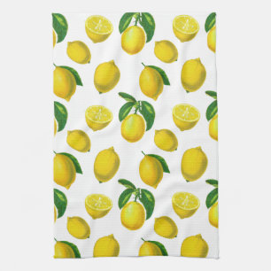 Vintage Botanical Lemon Print Kitchen Towel