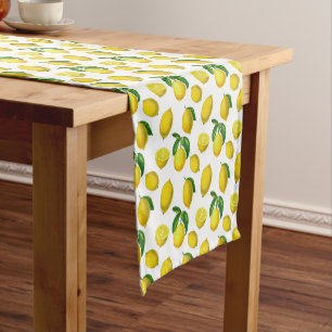 Vintage Botanical Lemon Print Short Table Runner