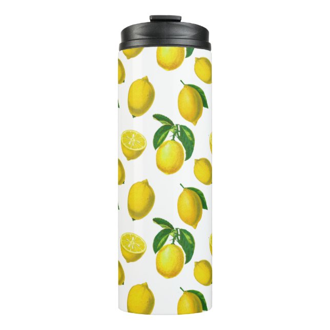Vintage Botanical Lemon Print Thermal Tumbler (Front)