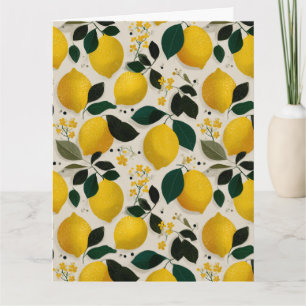 Vintage Botanical Lemon Seamless Pattern Card