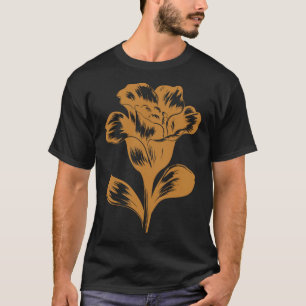 Vintage Botanical Linocut In Mustard Gold Sticker T-Shirt