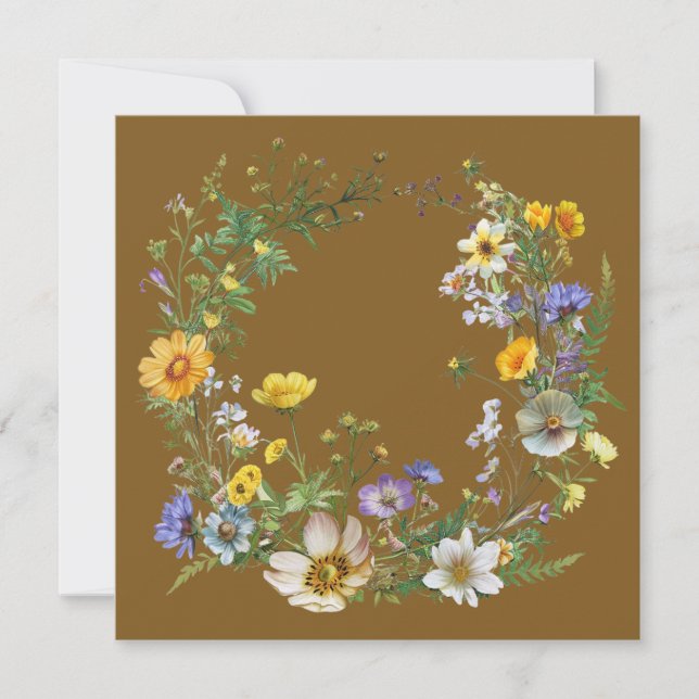 Vintage Botanical Loop Wreath Paper Cards (Front)