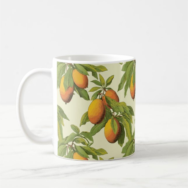 Vintage Botanical Mango Pattern Ceramic Mug (Left)