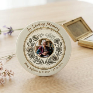 Vintage Botanical Memorial Celebration of Life 3 Inch Round Button