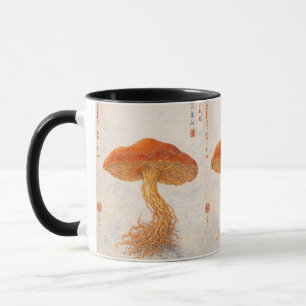 Vintage Botanical Mushroom Illustration, Japanese Mug