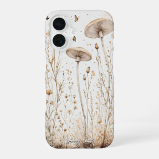 Vintage Botanical Mushrooms & Wildflowers iPhone 16 Case