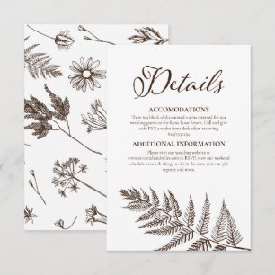 Vintage Botanical Neutral Sepia Brown Enclosure Card