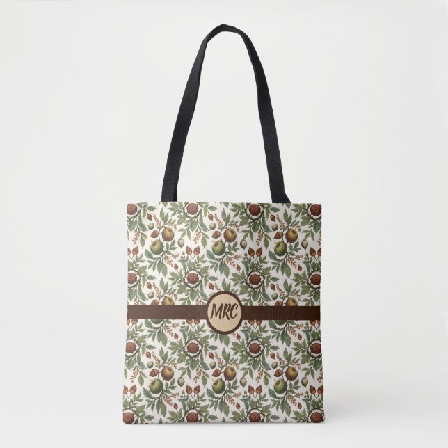 Vintage Botanical Nuts and Berries Tote Bag (Front)