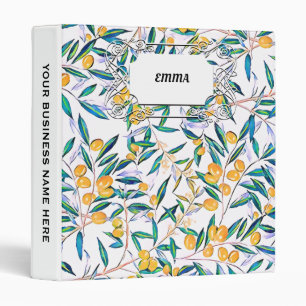Vintage Botanical Olive Green Leaves Watercolor Binder