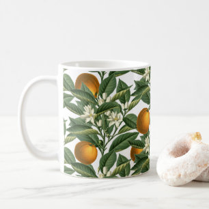 Vintage Botanical Orange Fruit Blossom Pattern Coffee Mug