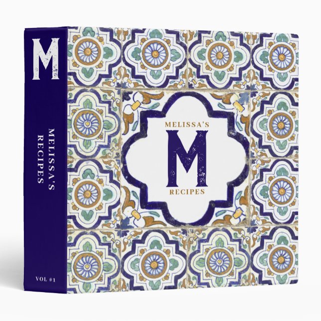 Vintage Botanical Ornamental Monogram Recipe Binder (Front/Spine)