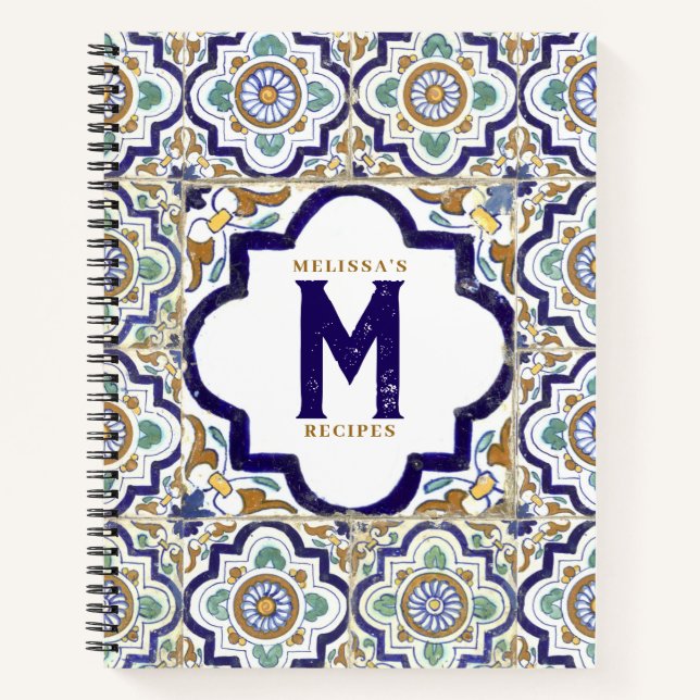 Vintage Botanical Ornamental Monogram Recipe Notebook (Front)