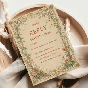 Vintage Botanical Ornamental RSVP Card