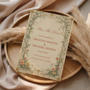 Vintage Botanical Ornamental Save The Date