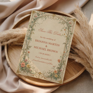 Vintage Botanical Ornamental Save The Date