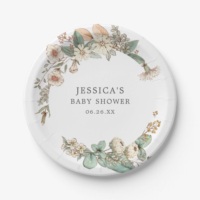 Vintage Botanical Paper Plates (Front)