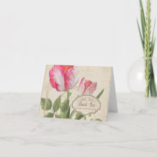 Vintage Botanical Parrot Tulip Art Thank You Notes