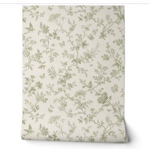 Vintage Botanical Pattern with Songbirds Wallpaper