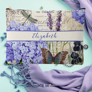 Vintage botanical personalized accessory pouch