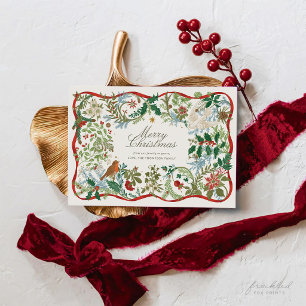 Vintage Botanical Personalized Christmas Card