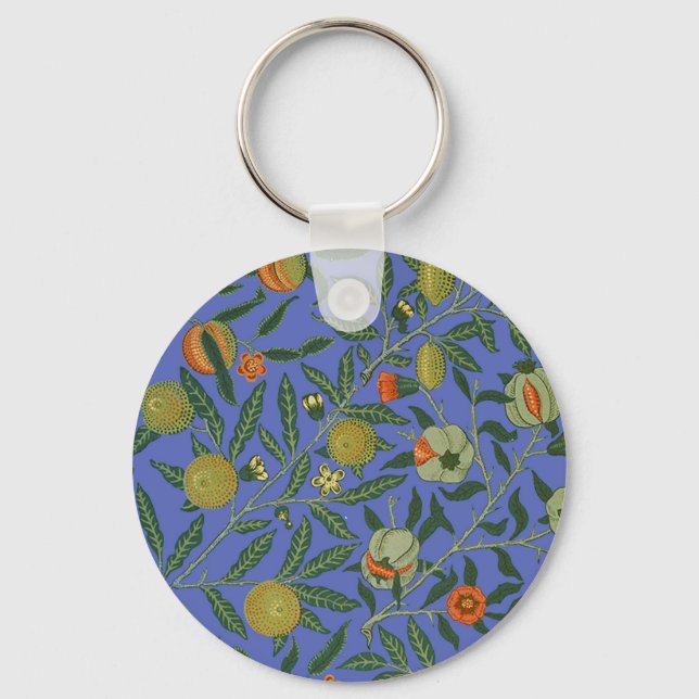 Vintage Botanical Pomegranate Pattern Wallpaper Keychain (Front)