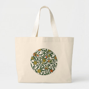 Vintage Botanical Pomegranate Pattern Wallpaper Large Tote Bag