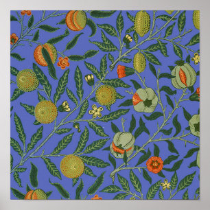 Vintage Botanical Pomegranate Pattern Wallpaper Poster