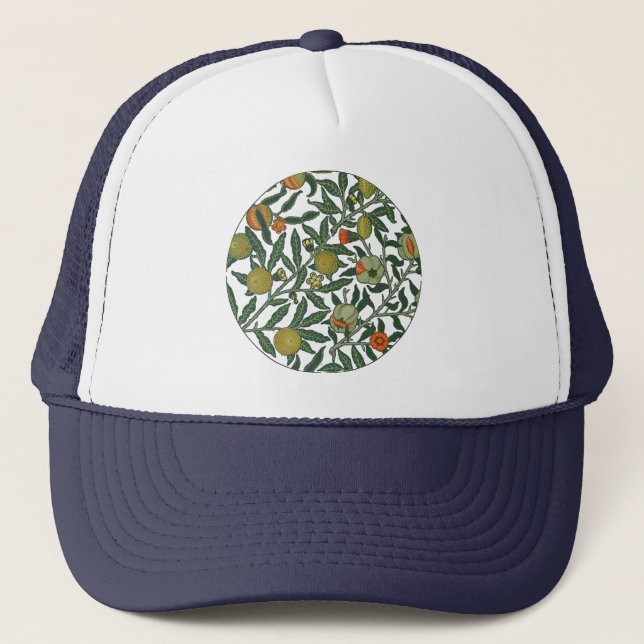 Vintage Botanical Pomegranate Pattern Wallpaper Trucker Hat (Front)