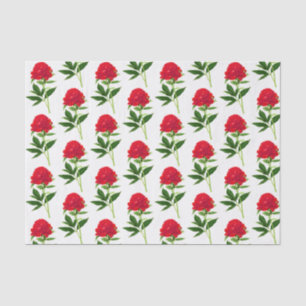 Vintage Botanical Print, Deep Red Peony Tissue Paper