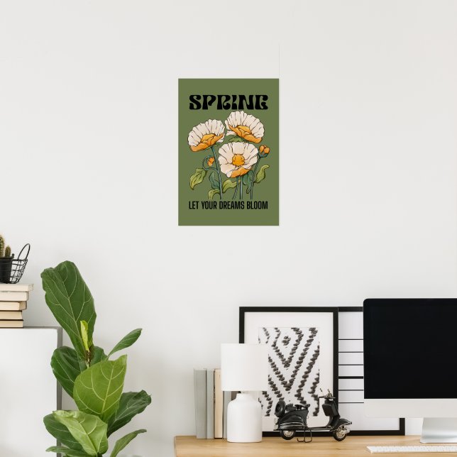Vintage botanical print with a wildflower spring (Home Office)