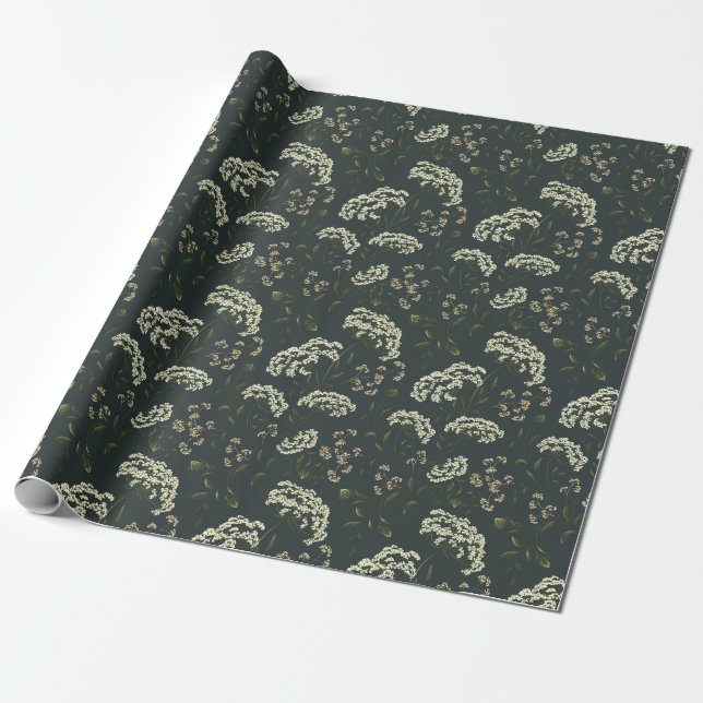 Vintage Botanical Print Wrapping Paper (Unrolled)