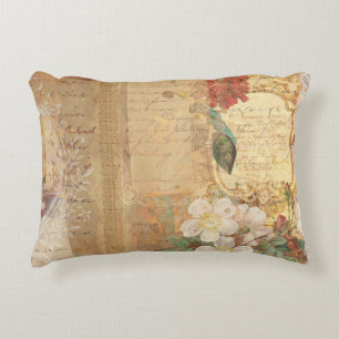 Vintage Botanical Retro Victorian Aged  Accent Pillow