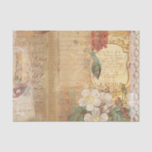 Vintage Botanical Retro Victorian Aged Tissue Paper