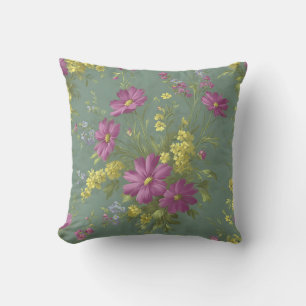Vintage Botanical Romantic Chic Floral Throw Pillow