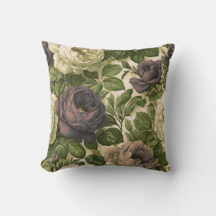 Vintage Botanical Romantic Chic Floral Throw Pillow
