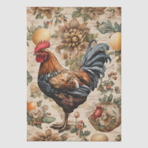 Vintage Botanical Rooster Tissue Paper