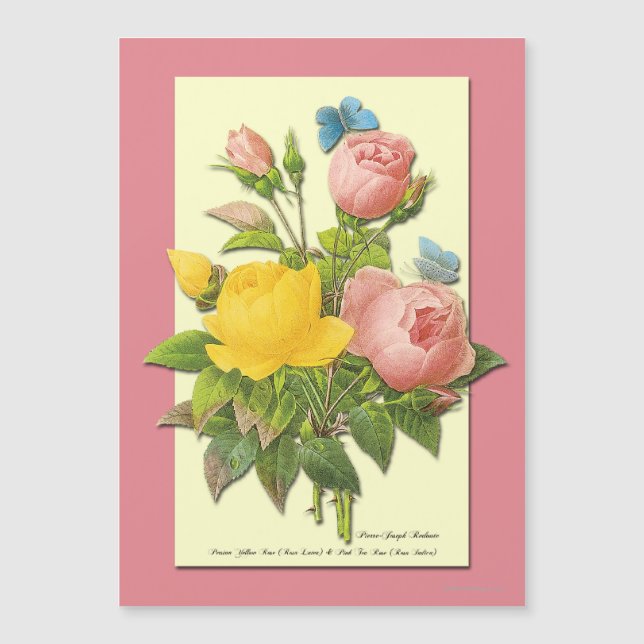 Vintage Botanical Rose Bouquet Magnetic Template (Front)