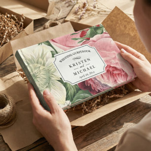 Vintage Botanical Rose Floral Elegant Wedding Guest Book