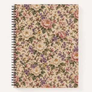 Vintage Botanical Rose Garden & Butterfly Pattern Notebook