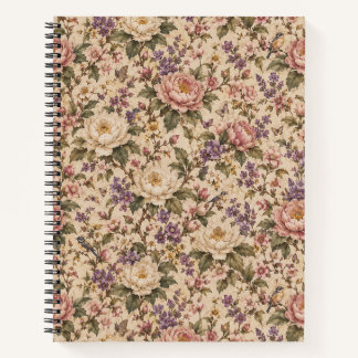 Vintage Botanical Rose Garden & Butterfly Pattern Notebook