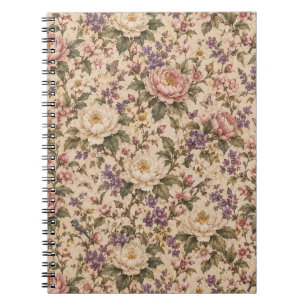 Vintage Botanical Rose Garden & Butterfly Pattern Notebook