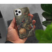 Vintage botanical scene birds flowers in paradise