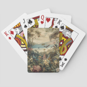 Vintage botanical scene birds flowers in paradise playing cards