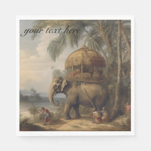 Vintage botanical scene elephant customizable napkin