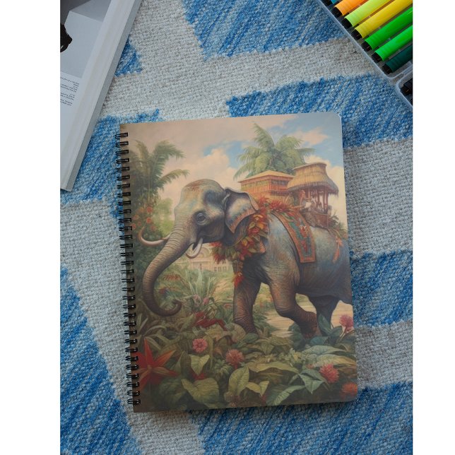 Vintage botanical scene elephant with howdah   notebook (Creator Uploaded)