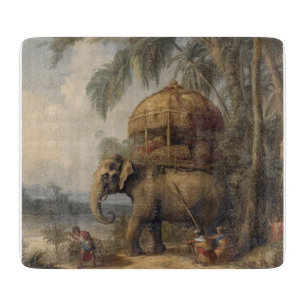 Vintage botanical scene elephant with howdah too cutting board