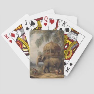 Vintage botanical scene elephant with howdah too  playing cards